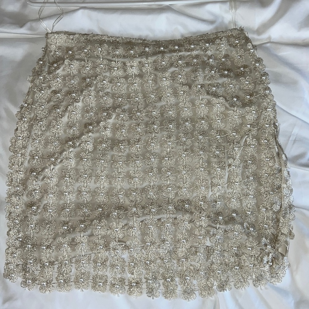 Tan / cream / ivory pearl skirt. Bridal skirt. VICI